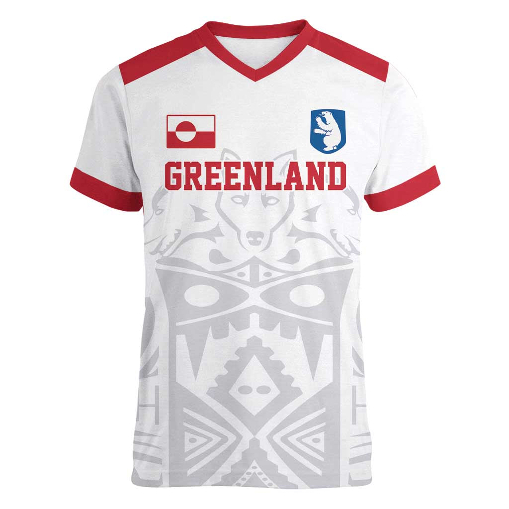 Custom Greenland Football Women V-Neck T-Shirt Polar-Bamserne 2022 Version