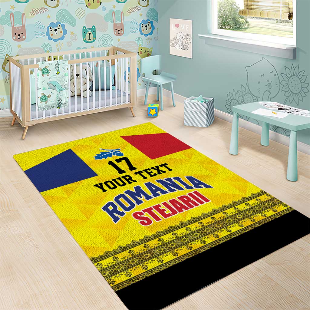 Custom Romania Rugby Go Champions Area Rug Romanian Traditional Patern