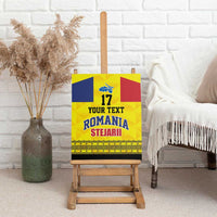 Custom Romania Rugby Go Champions Canvas Wall Art Romanian Traditional Patern