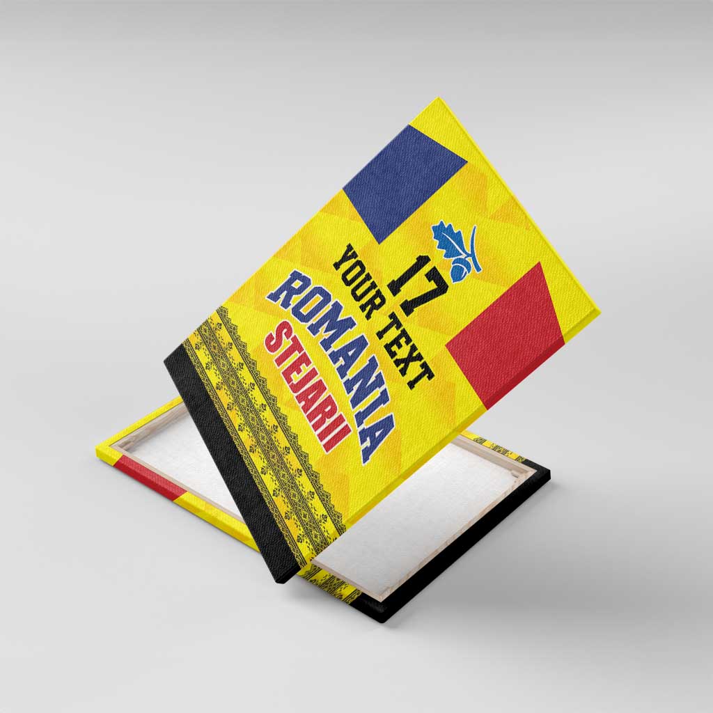Custom Romania Rugby Go Champions Canvas Wall Art Romanian Traditional Patern