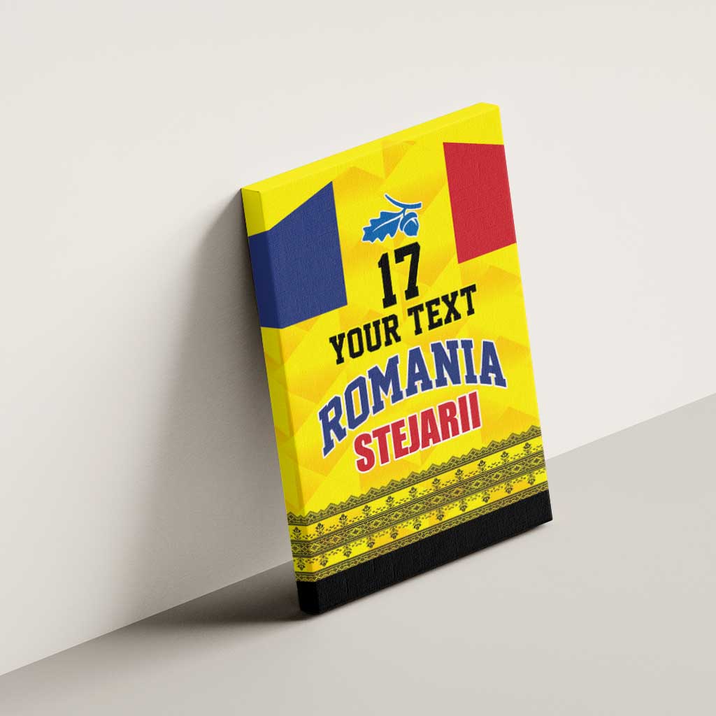 Custom Romania Rugby Go Champions Canvas Wall Art Romanian Traditional Patern