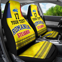 Custom Romania Rugby Go Champions Car Seat Cover Romanian Traditional Patern