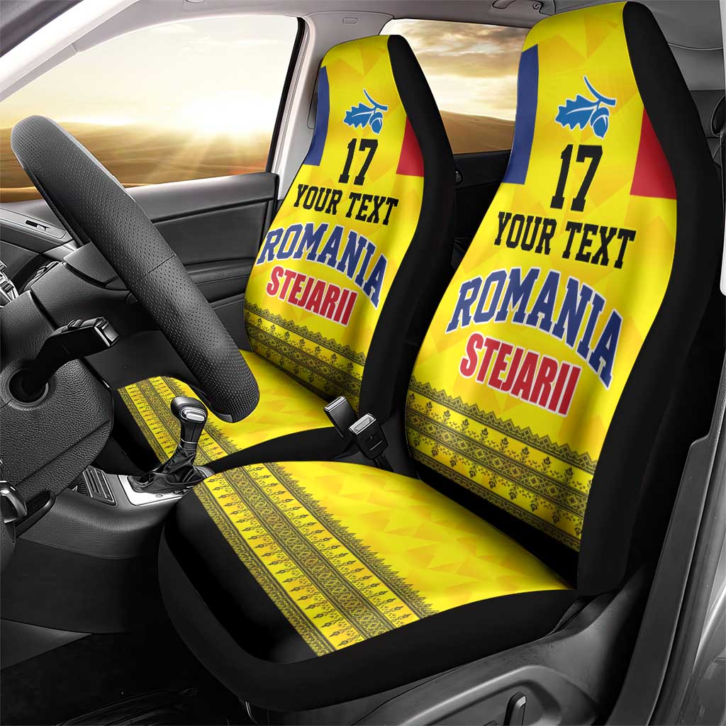 Custom Romania Rugby Go Champions Car Seat Cover Romanian Traditional Patern