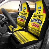 Custom Romania Rugby Go Champions Car Seat Cover Romanian Traditional Patern