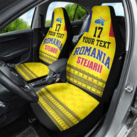 Custom Romania Rugby Go Champions Car Seat Cover Romanian Traditional Patern