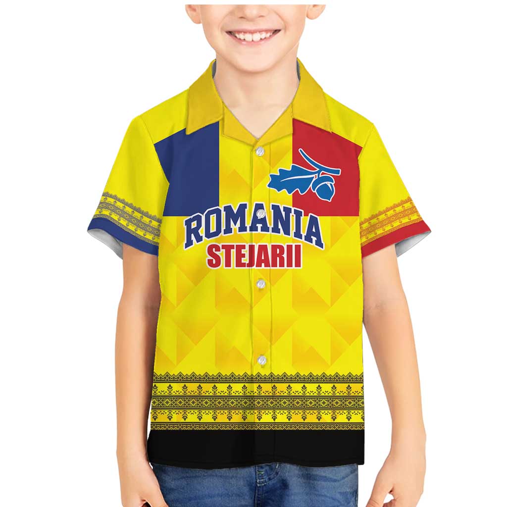 Custom Romania Rugby Go Champions Family Matching Mermaid Dress and Hawaiian Shirt Romanian Traditional Patern