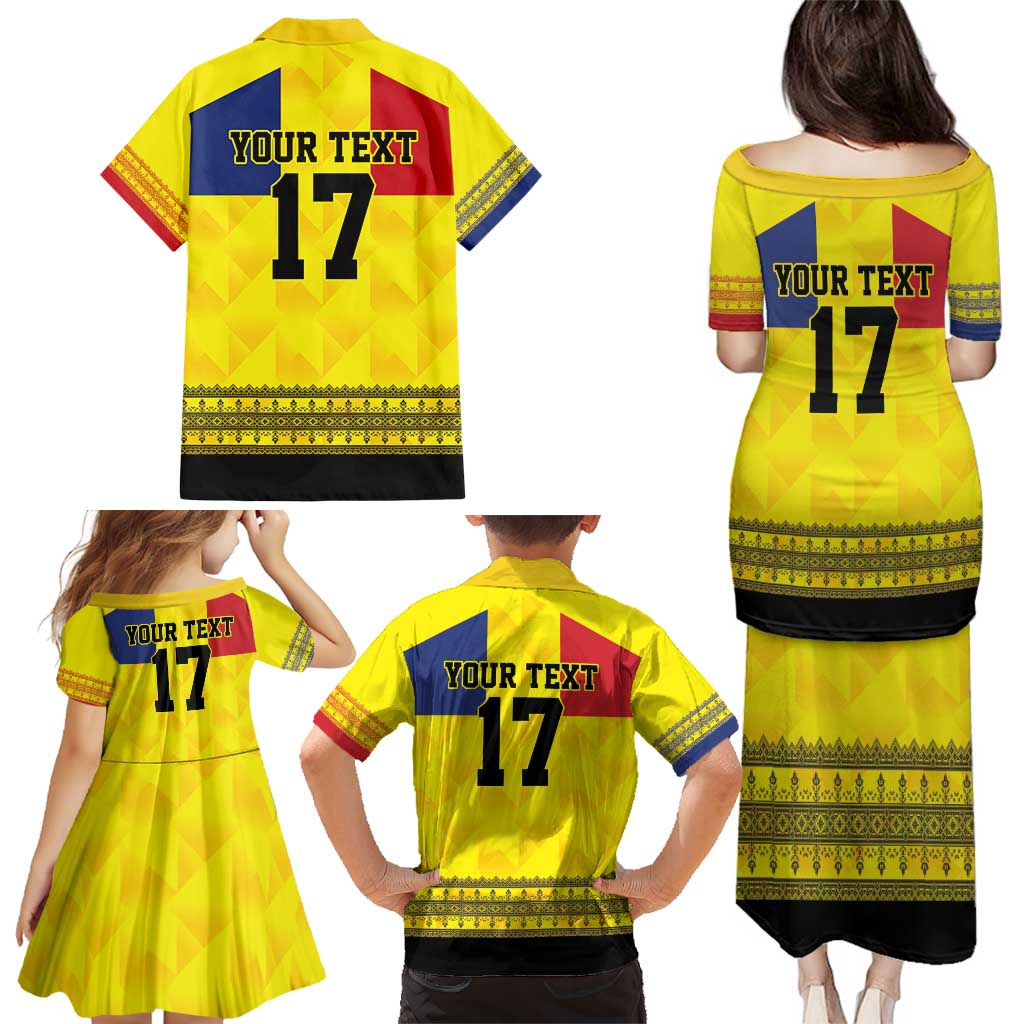 Custom Romania Rugby Go Champions Family Matching Puletasi and Hawaiian Shirt Romanian Traditional Patern