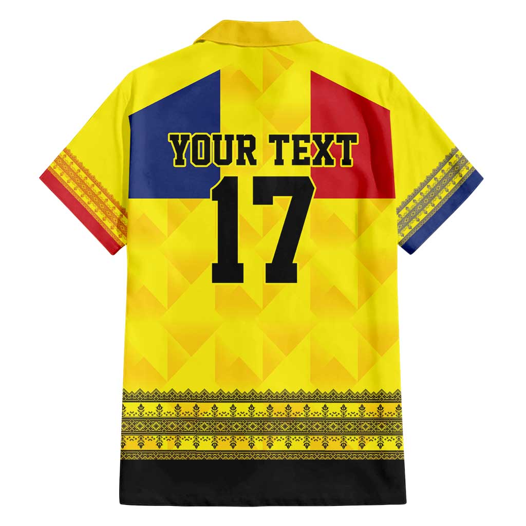 Custom Romania Rugby Go Champions Family Matching Short Sleeve Bodycon Dress and Hawaiian Shirt Romanian Traditional Patern