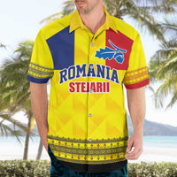 Custom Romania Rugby Go Champions Hawaiian Shirt Romanian Traditional Patern
