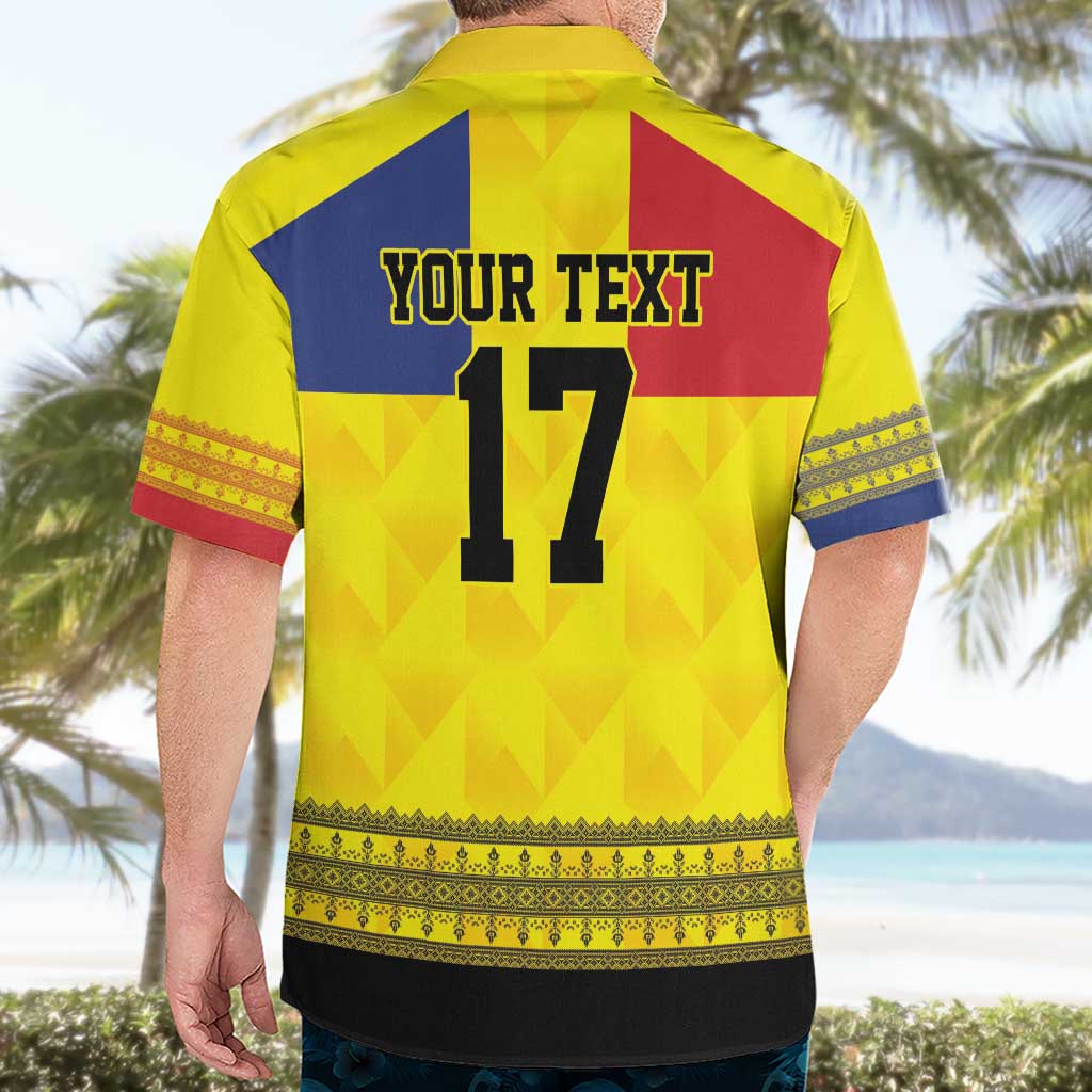 Custom Romania Rugby Go Champions Hawaiian Shirt Romanian Traditional Patern