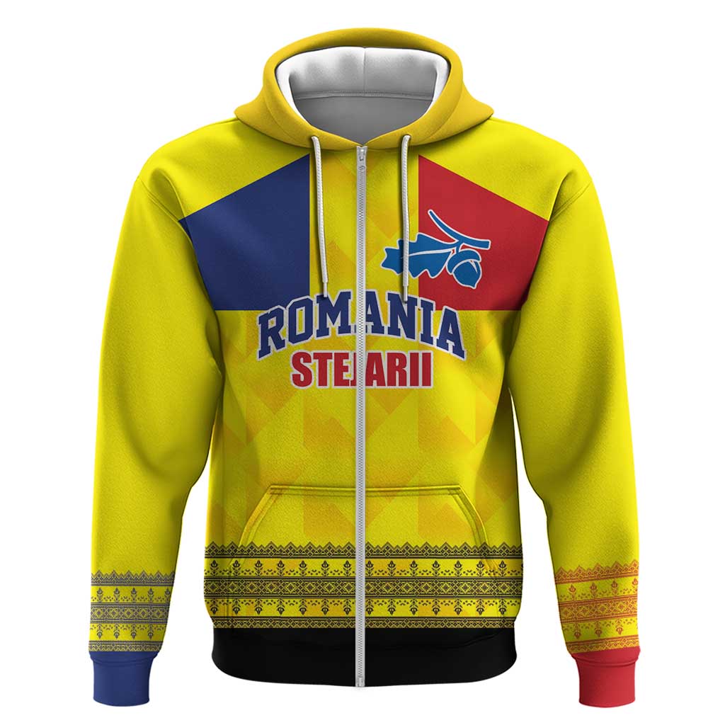 Custom Romania Rugby Go Champions Hoodie Romanian Traditional Patern