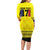 Custom Romania Rugby Go Champions Long Sleeve Bodycon Dress Romanian Traditional Patern