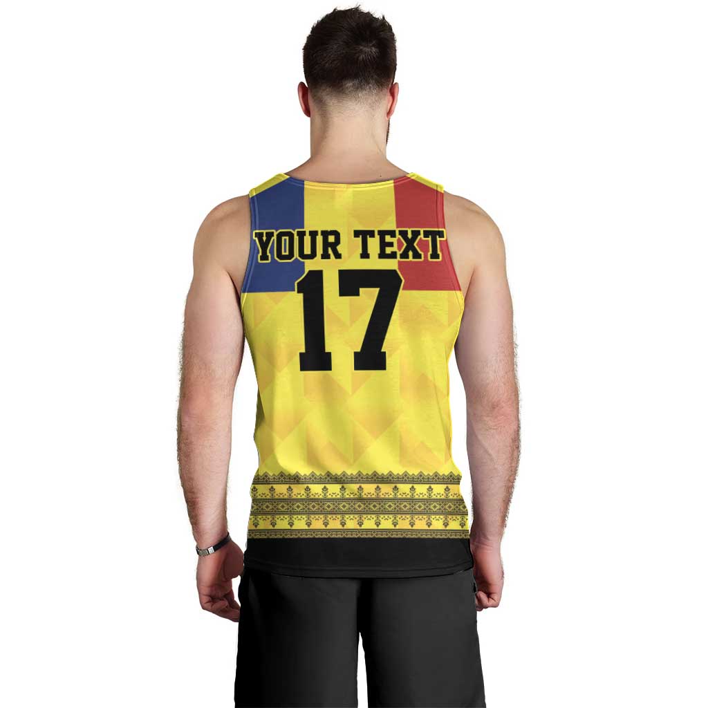 Custom Romania Rugby Go Champions Men Tank Top Romanian Traditional Patern