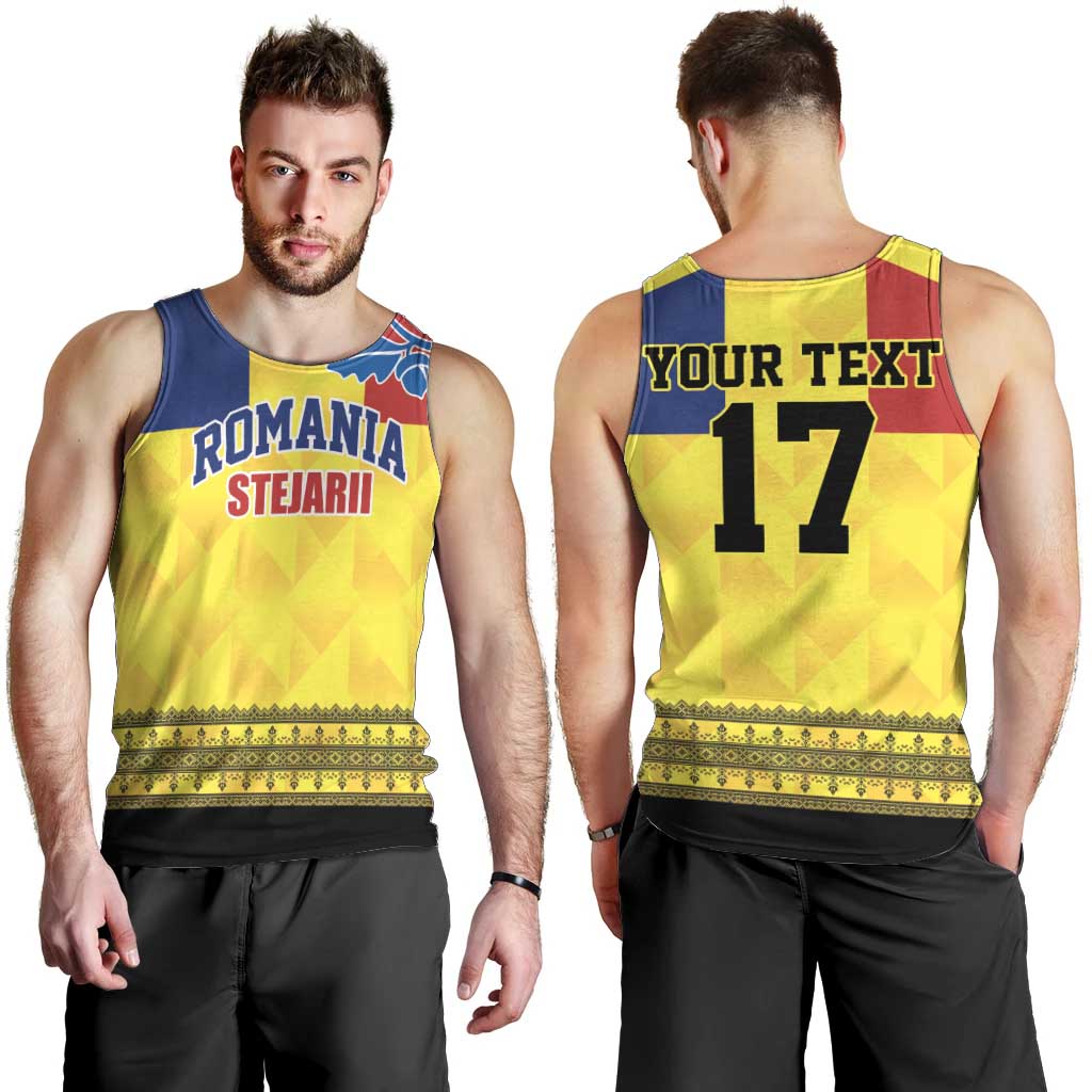 Custom Romania Rugby Go Champions Men Tank Top Romanian Traditional Patern