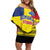 Custom Romania Rugby Go Champions Off Shoulder Short Dress Romanian Traditional Patern