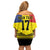 Custom Romania Rugby Go Champions Off Shoulder Short Dress Romanian Traditional Patern