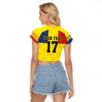 Custom Romania Rugby Go Champions Raglan Cropped T Shirt Romanian Traditional Patern