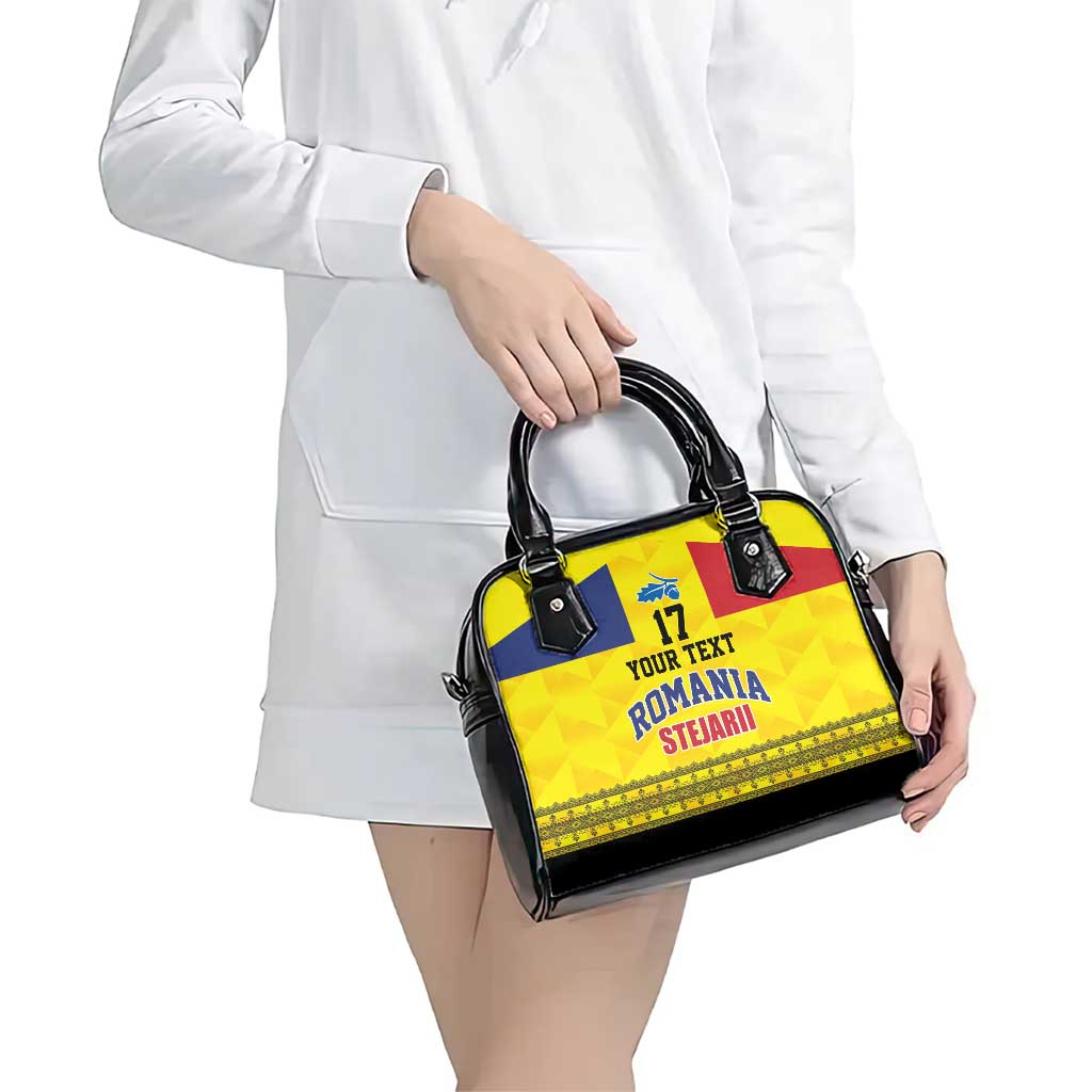 Custom Romania Rugby Go Champions Shoulder Handbag Romanian Traditional Patern