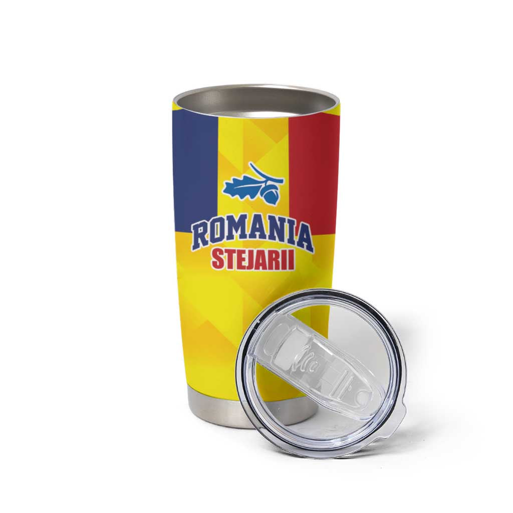 Custom Romania Rugby Go Champions Tumbler Cup Sporty Style with Romanian Traditional Patern