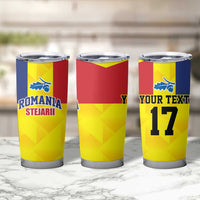 Custom Romania Rugby Go Champions Tumbler Cup Sporty Style with Romanian Traditional Patern