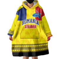 Custom Romania Rugby Go Champions Wearable Blanket Hoodie Romanian Traditional Patern