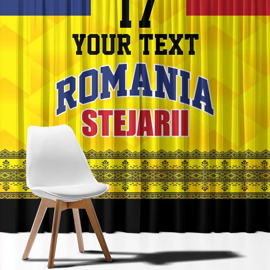 Custom Romania Rugby Go Champions Window Curtain Romanian Traditional Patern