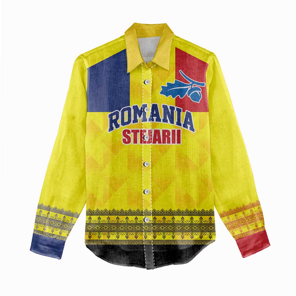 Custom Romania Rugby Go Champions Women Casual Shirt Romanian Traditional Patern