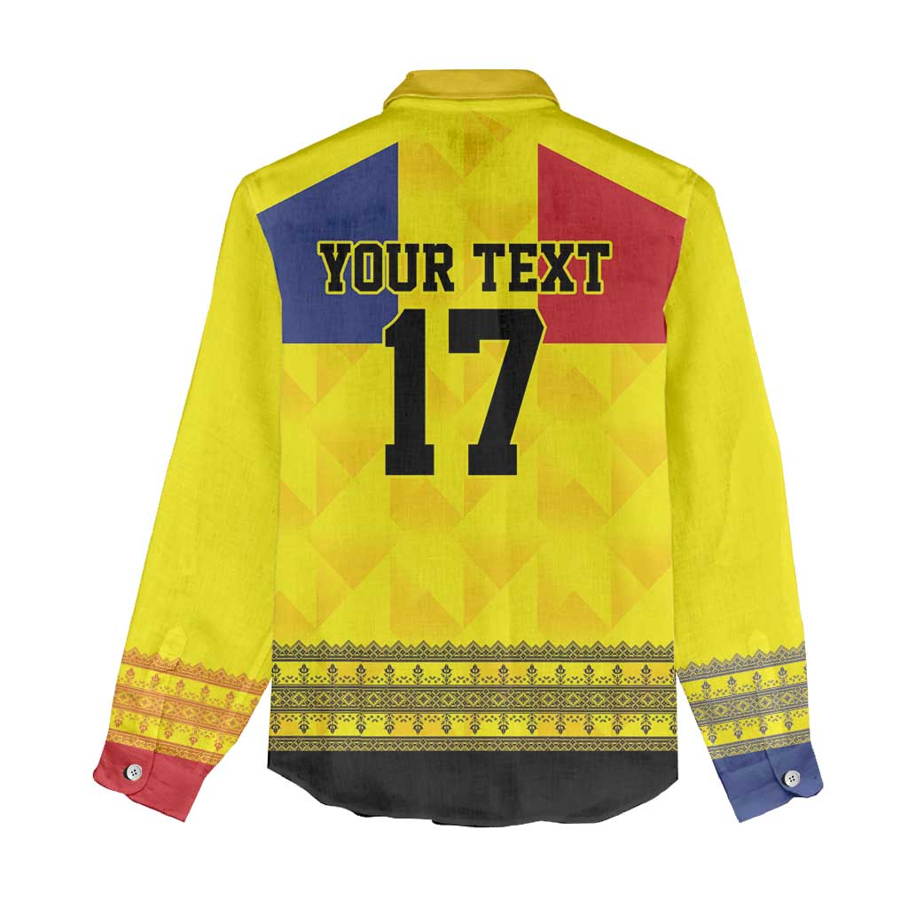 Custom Romania Rugby Go Champions Women Casual Shirt Romanian Traditional Patern