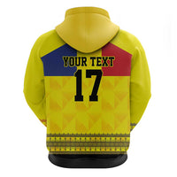 Custom Romania Rugby Go Champions Zip Hoodie Romanian Traditional Patern