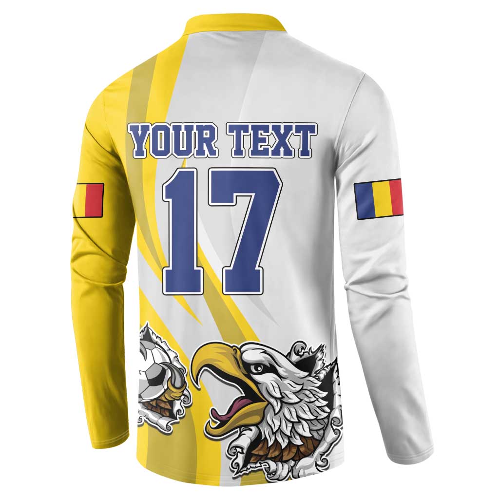 Custom Romania Football With Eagle Mascot Button Sweatshirt Sporty Style