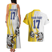 Custom Romania Football With Eagle Mascot Couples Matching Tank Maxi Dress and Hawaiian Shirt Sporty Style