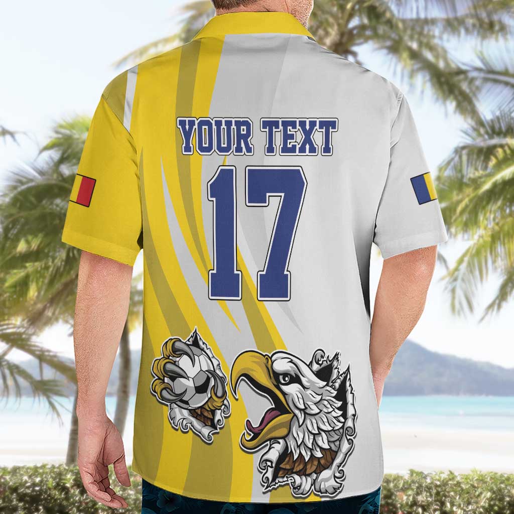 Custom Romania Football With Eagle Mascot Hawaiian Shirt Sporty Style