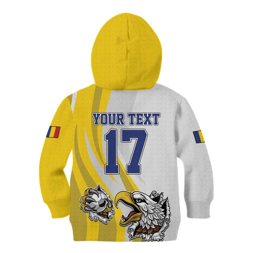 Custom Romania Football With Eagle Mascot Kid Hoodie Sporty Style