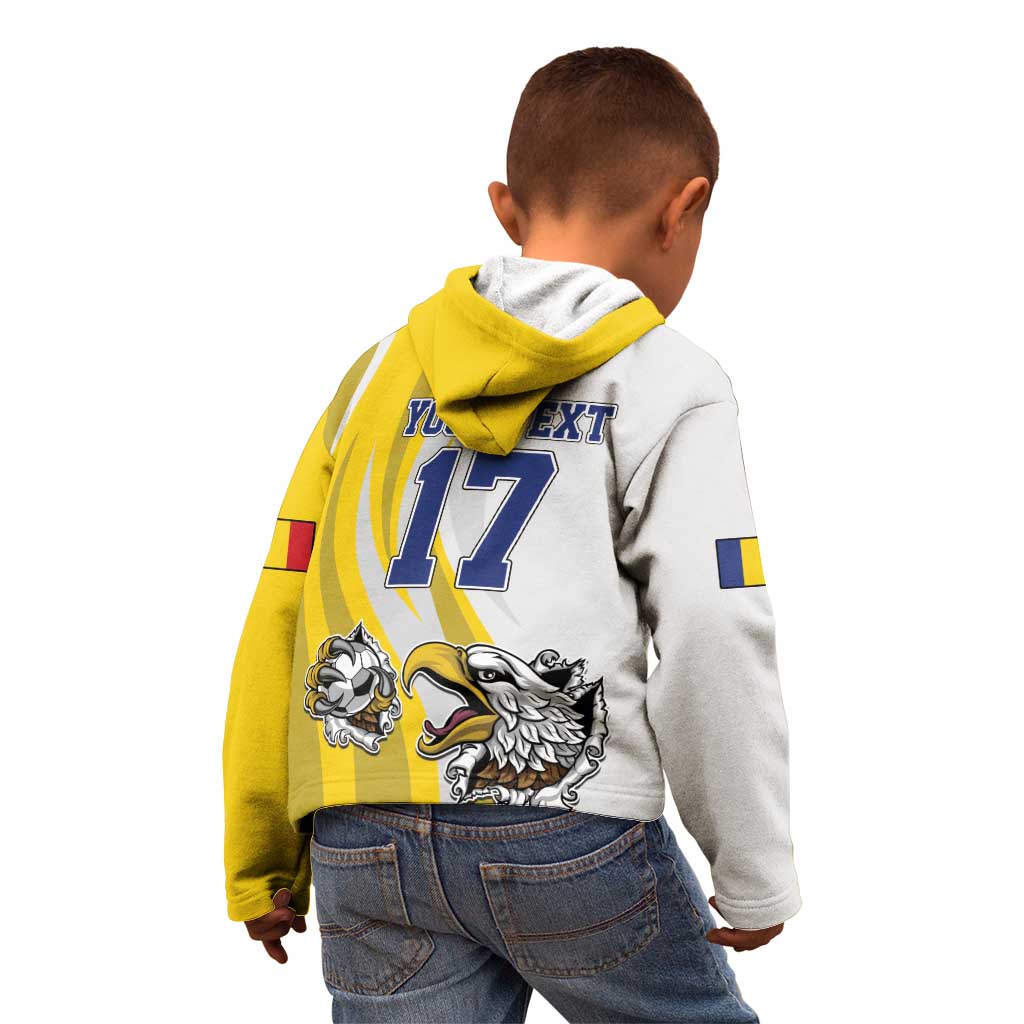 Custom Romania Football With Eagle Mascot Kid Hoodie Sporty Style