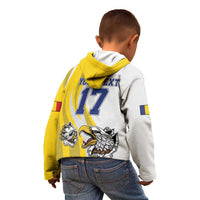 Custom Romania Football With Eagle Mascot Kid Hoodie Sporty Style