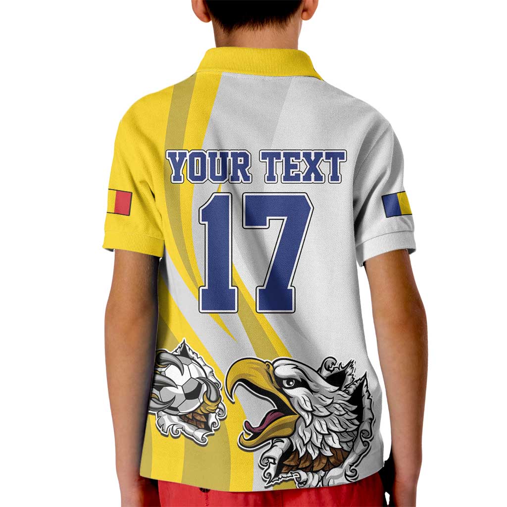 Custom Romania Football With Eagle Mascot Kid Polo Shirt Sporty Style