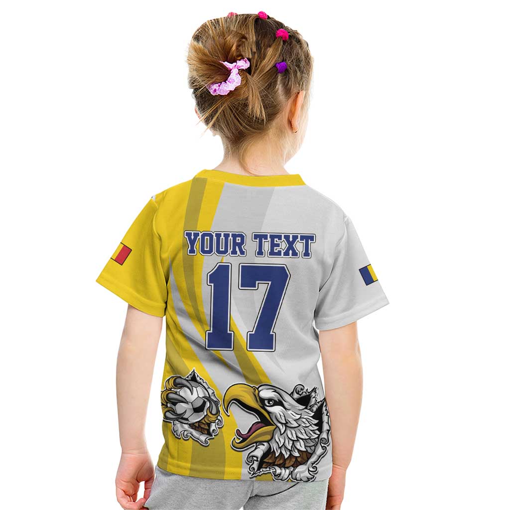 Custom Romania Football With Eagle Mascot Kid T Shirt Sporty Style