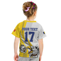 Custom Romania Football With Eagle Mascot Kid T Shirt Sporty Style