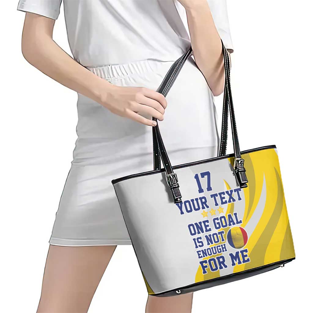 Custom Romania Football With Eagle Mascot Leather Tote Bag Sporty Style