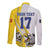Custom Romania Football With Eagle Mascot Long Sleeve Button Shirt Sporty Style