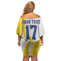 Custom Romania Football With Eagle Mascot Off Shoulder Short Dress Sporty Style