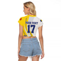 Custom Romania Football With Eagle Mascot Raglan Cropped T Shirt Sporty Style