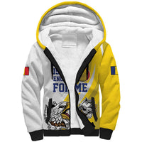 Custom Romania Football With Eagle Mascot Sherpa Hoodie Sporty Style