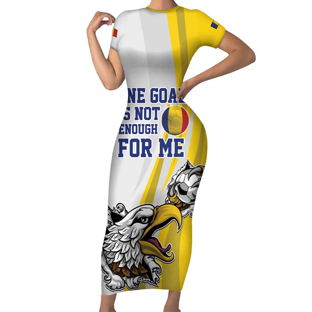 Custom Romania Football With Eagle Mascot Short Sleeve Bodycon Dress Sporty Style