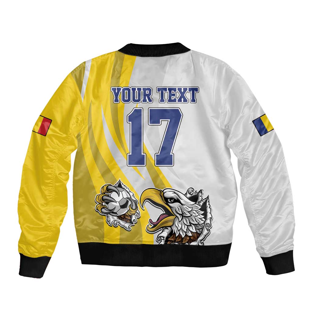 Custom Romania Football With Eagle Mascot Sleeve Zip Bomber Jacket Sporty Style