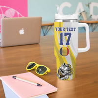 Custom Romania Football With Eagle Mascot Tumbler With Handle Sporty Style