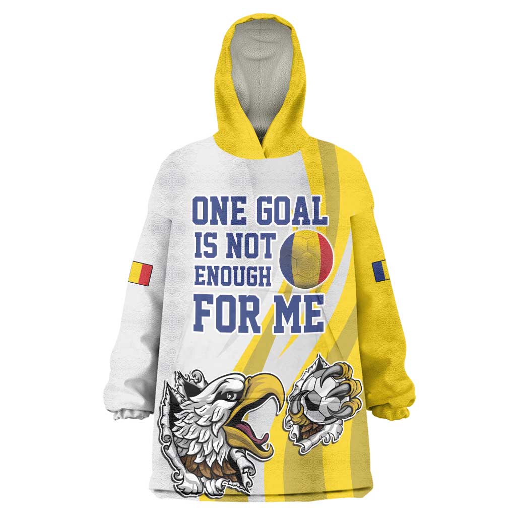 Custom Romania Football With Eagle Mascot Wearable Blanket Hoodie Sporty Style