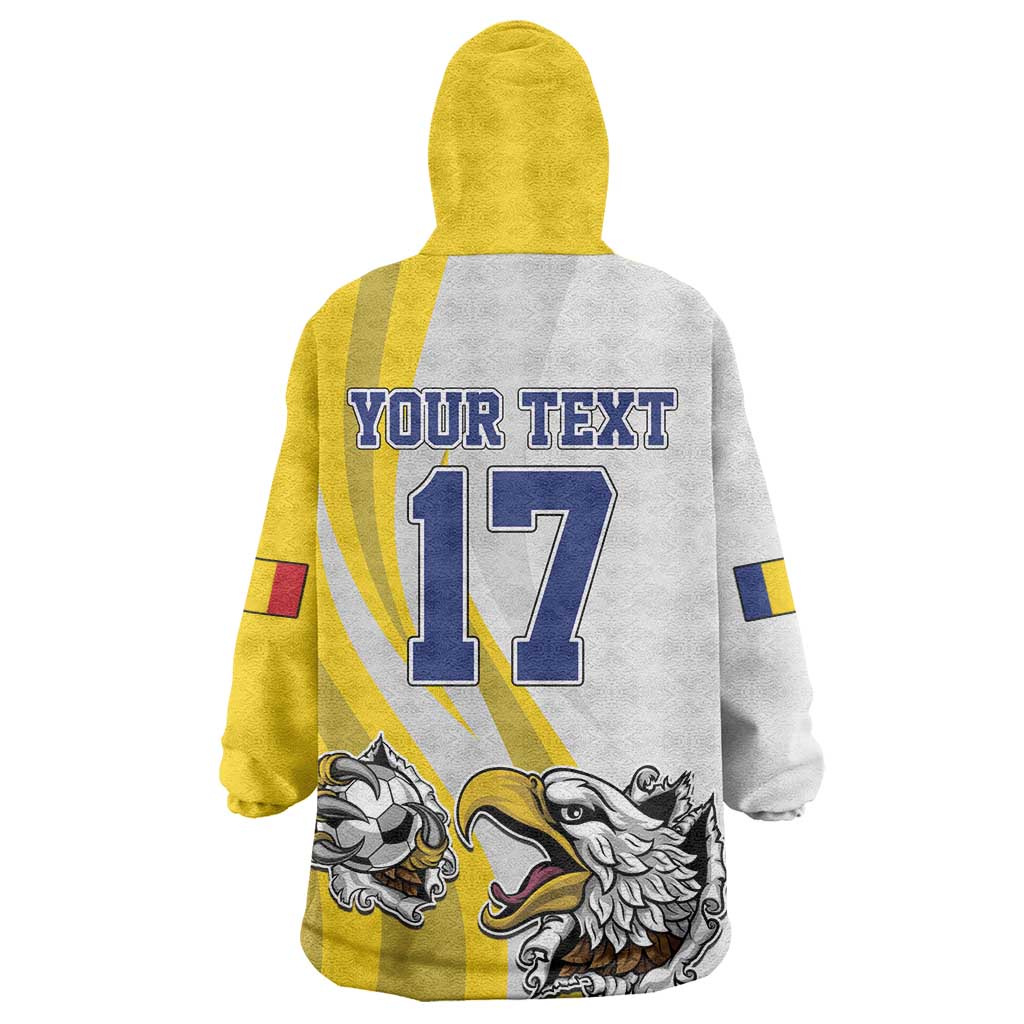 Custom Romania Football With Eagle Mascot Wearable Blanket Hoodie Sporty Style