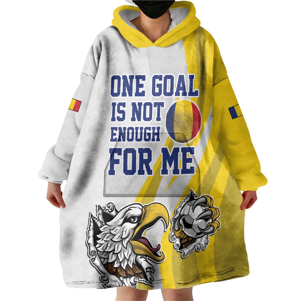 Custom Romania Football With Eagle Mascot Wearable Blanket Hoodie Sporty Style