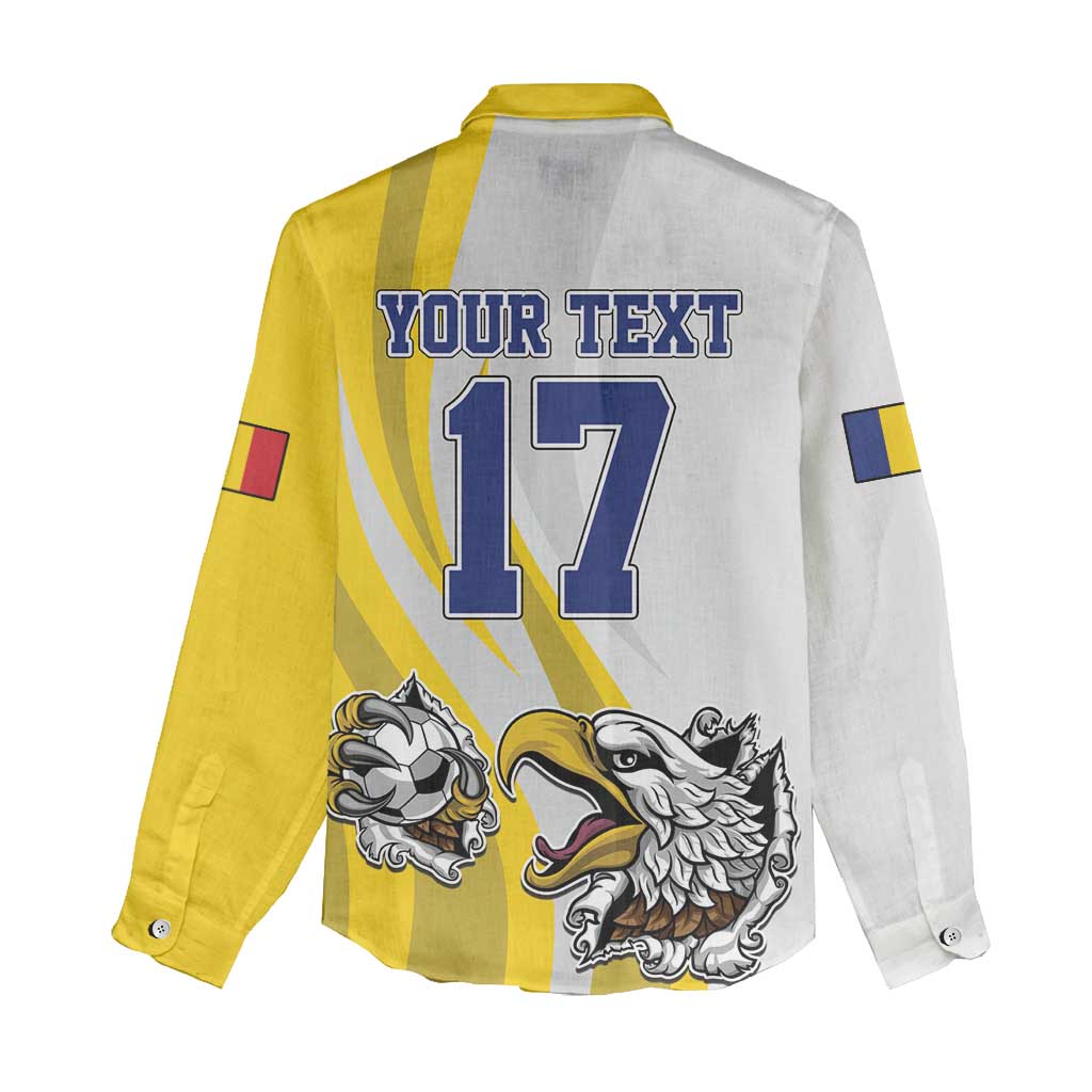 Custom Romania Football With Eagle Mascot Women Casual Shirt Sporty Style